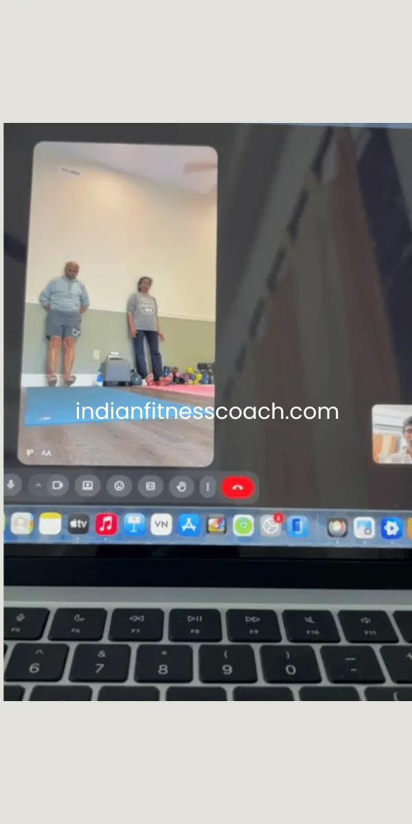 Client doing standing tibialis raises during a live IFC training session