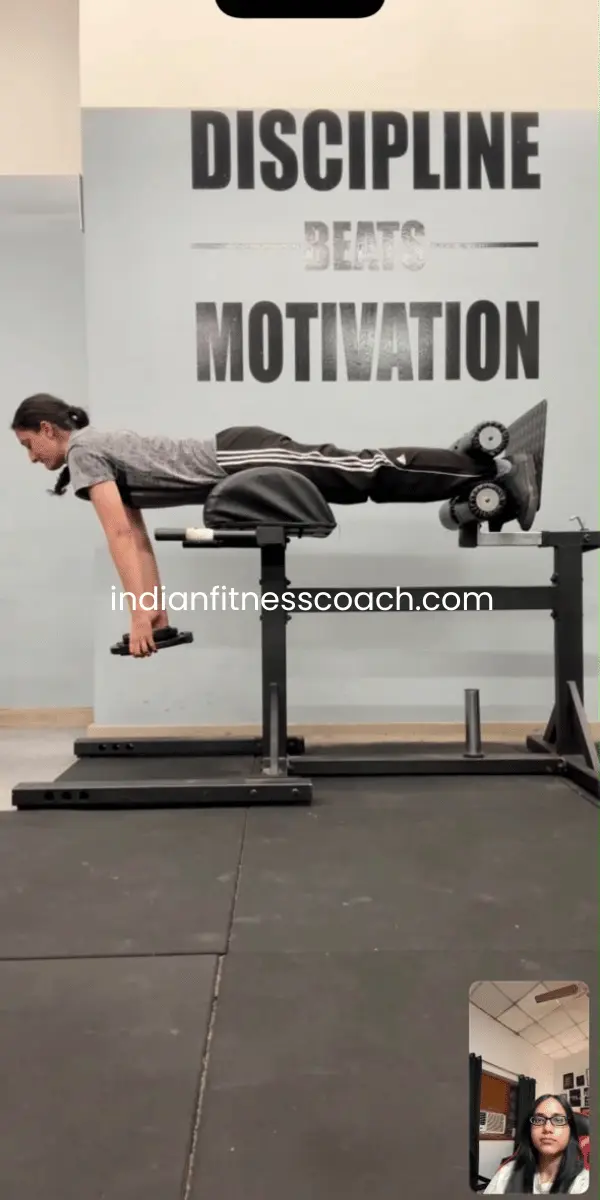 Client doing hyperextensions during a live IFC training session