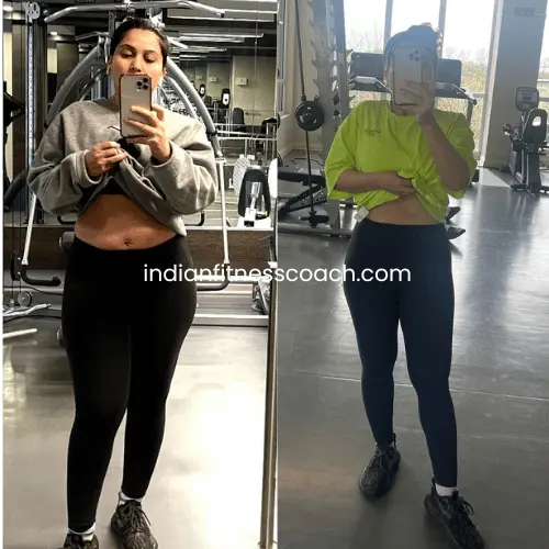 Romi 8 kg fat loss transformation – achieved healthy weight loss with a personal online fitness coach in India.